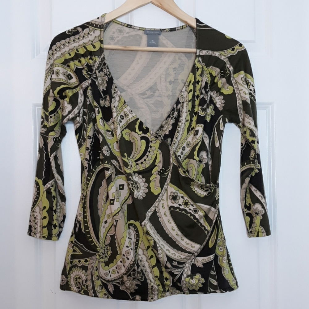 ANN TAYLOR FAUX WRAP BLOUSE